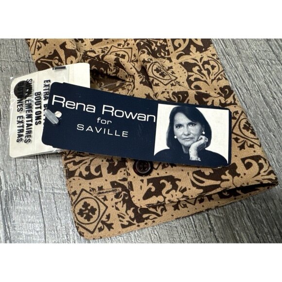 Rena Rowan Skirt 2 Piece Set Womens 10 Tan Button Blouse Pleated Pockets 90s NWT - Picture 11 of 12